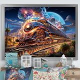 Abstract Train 1950s Chromatic Journey I - Train Canvas Wall Art