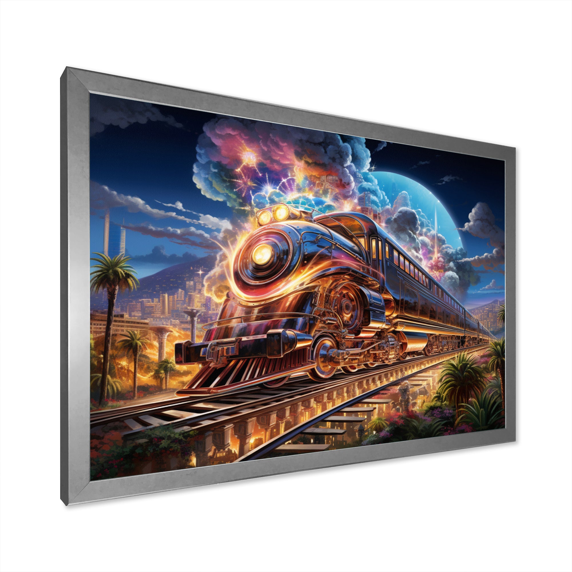 Abstract Train 1950s Chromatic Journey I - Train Canvas Wall Art