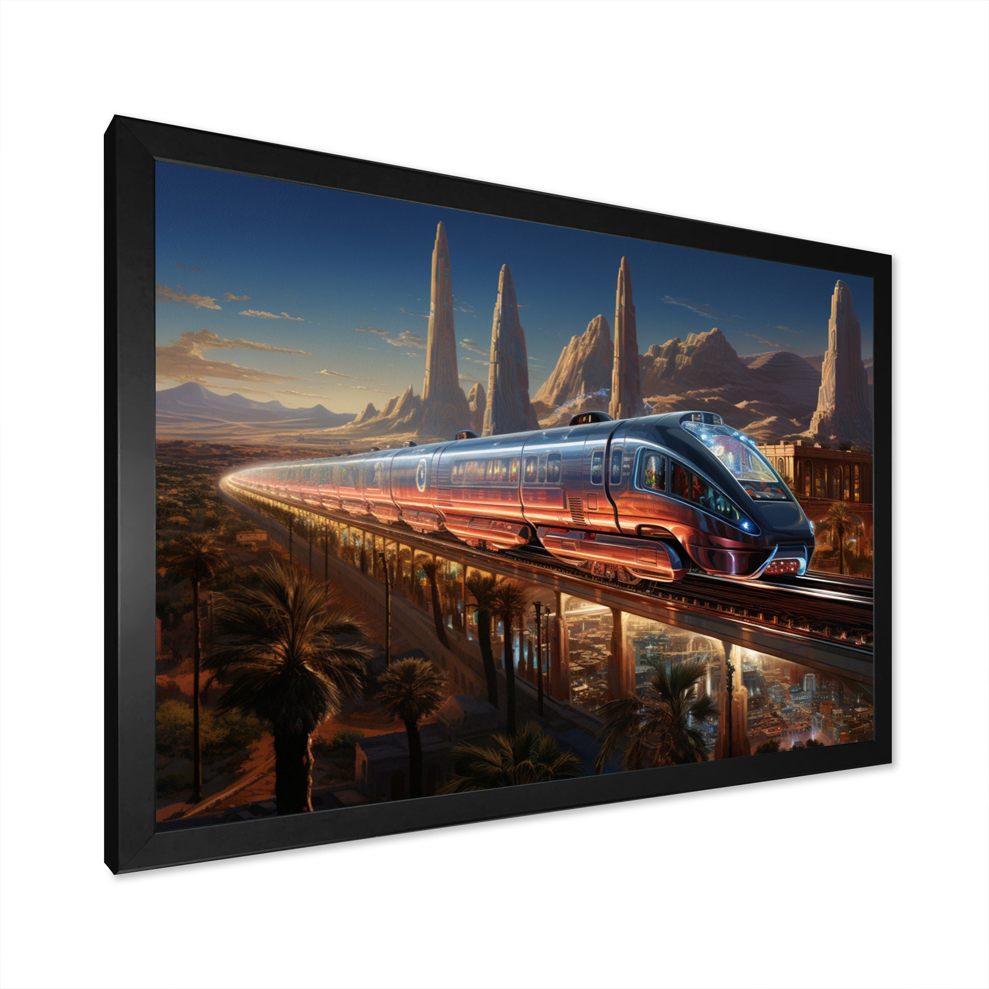 Colorful Train From The Future I - Train Canvas Wall Art