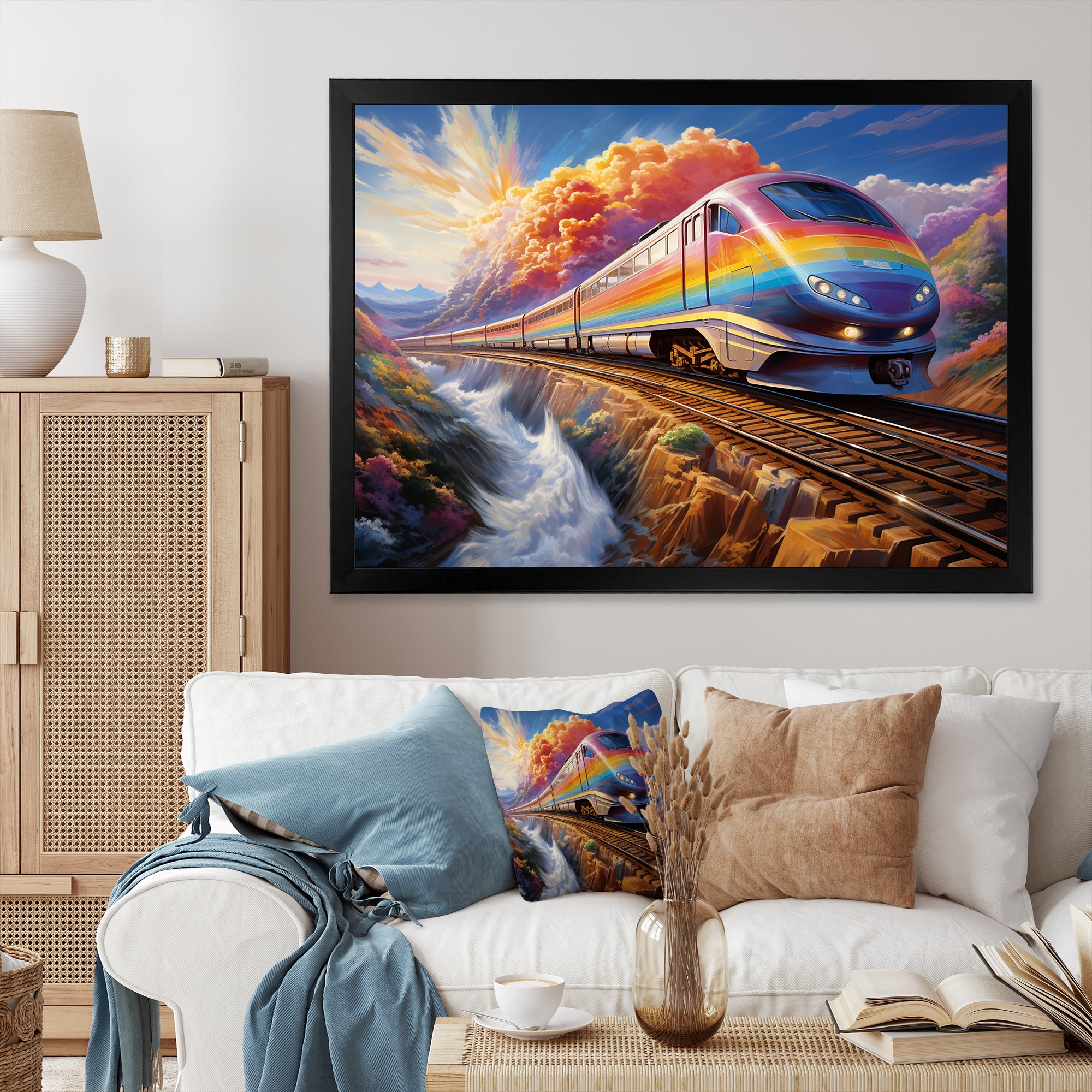 Rainbow Color Train 1950S I - Train Canvas Wall Art