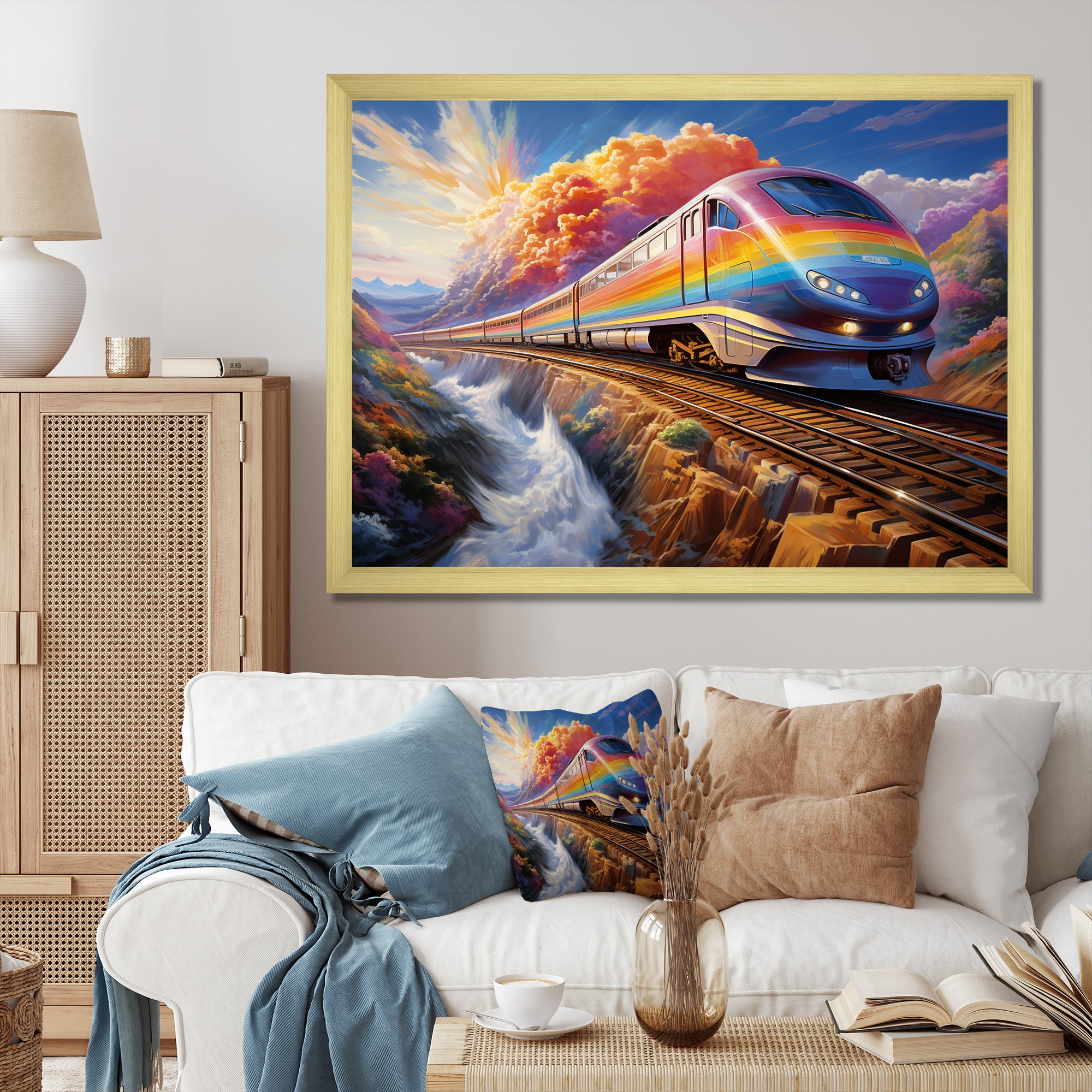 Rainbow Color Train 1950S I - Train Canvas Wall Art