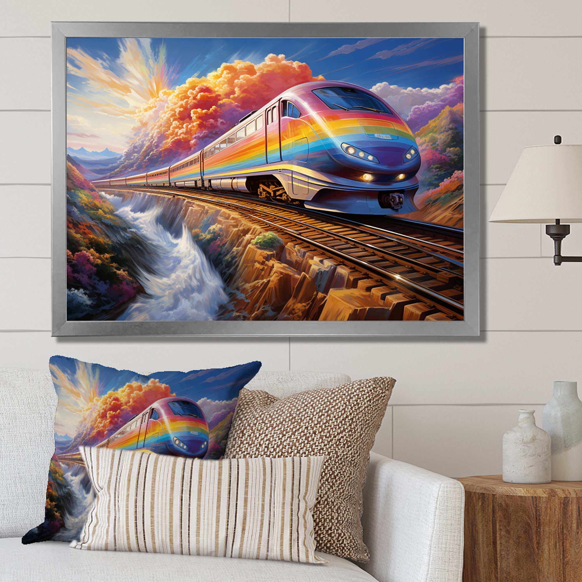 Rainbow Color Train 1950S I - Train Canvas Wall Art