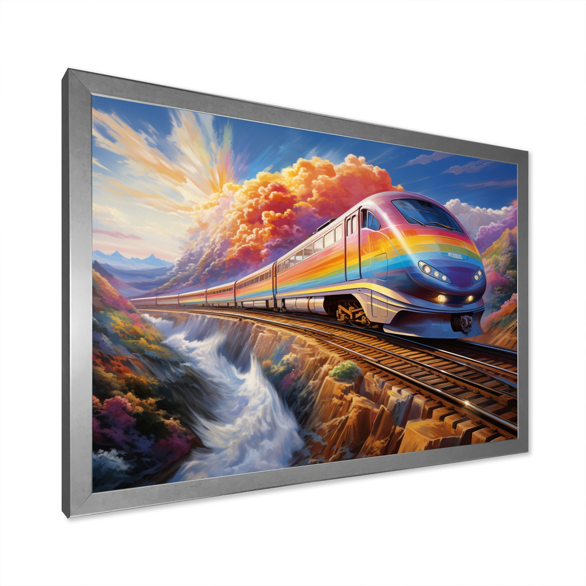 Rainbow Color Train 1950S I - Train Canvas Wall Art