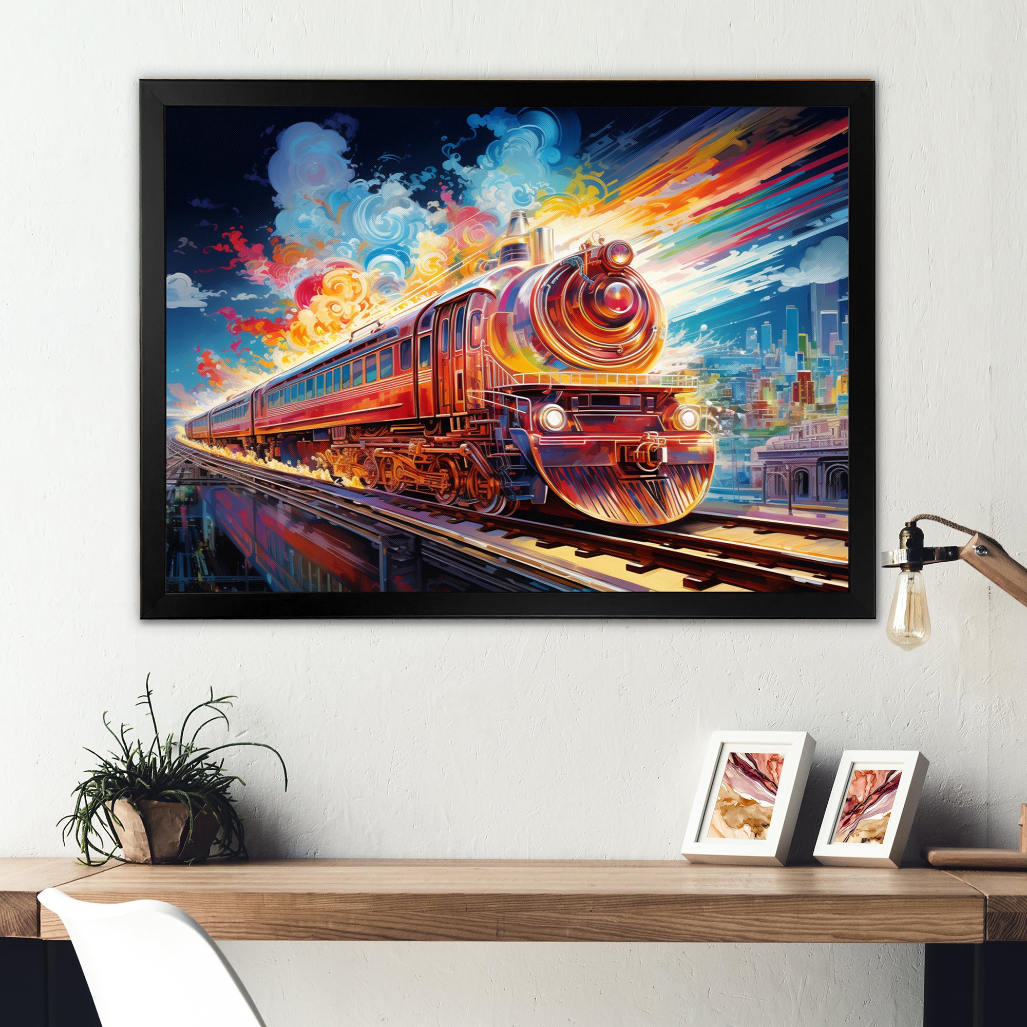 Abstract Background Train - Train Canvas Wall Art