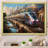 Abstract Colorful Train From The Future - Train Canvas Wall Art