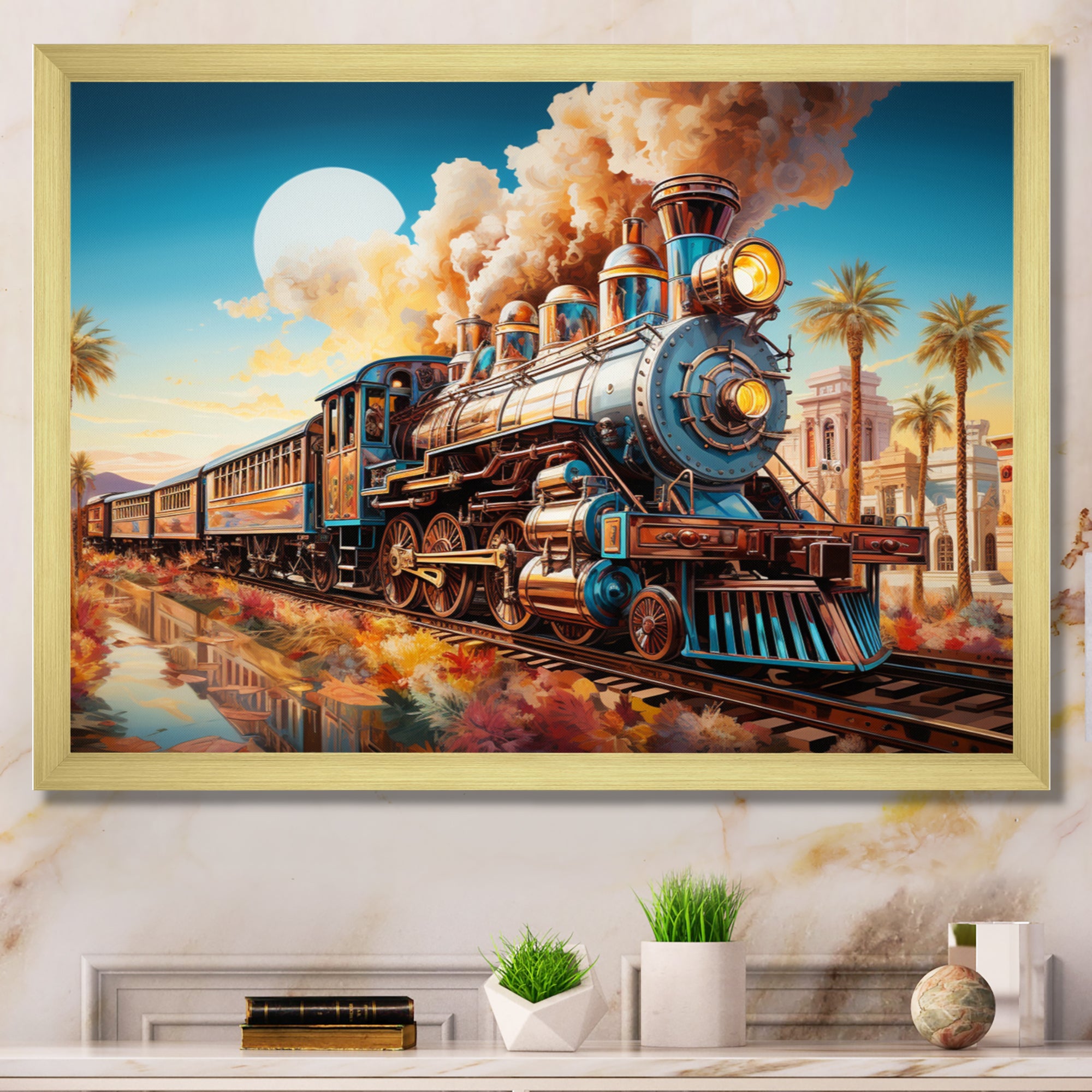 Abstract Colorful Train 1950S I - Train Canvas Wall Art