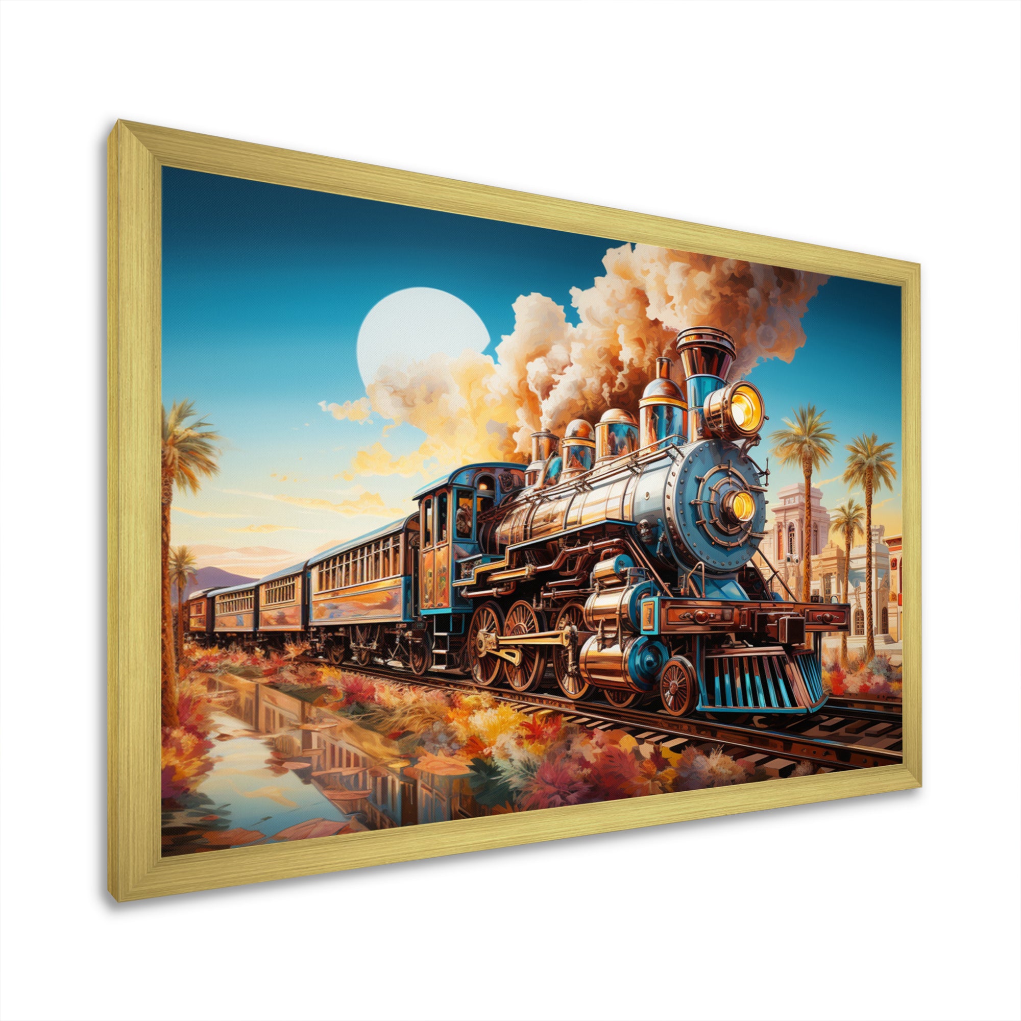 Abstract Colorful Train 1950S I - Train Canvas Wall Art