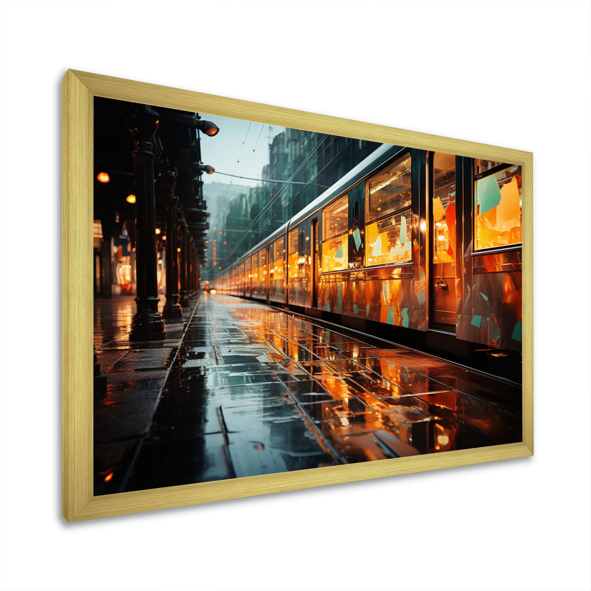 Abstracted Train Reflections I - Train Canvas Wall Art