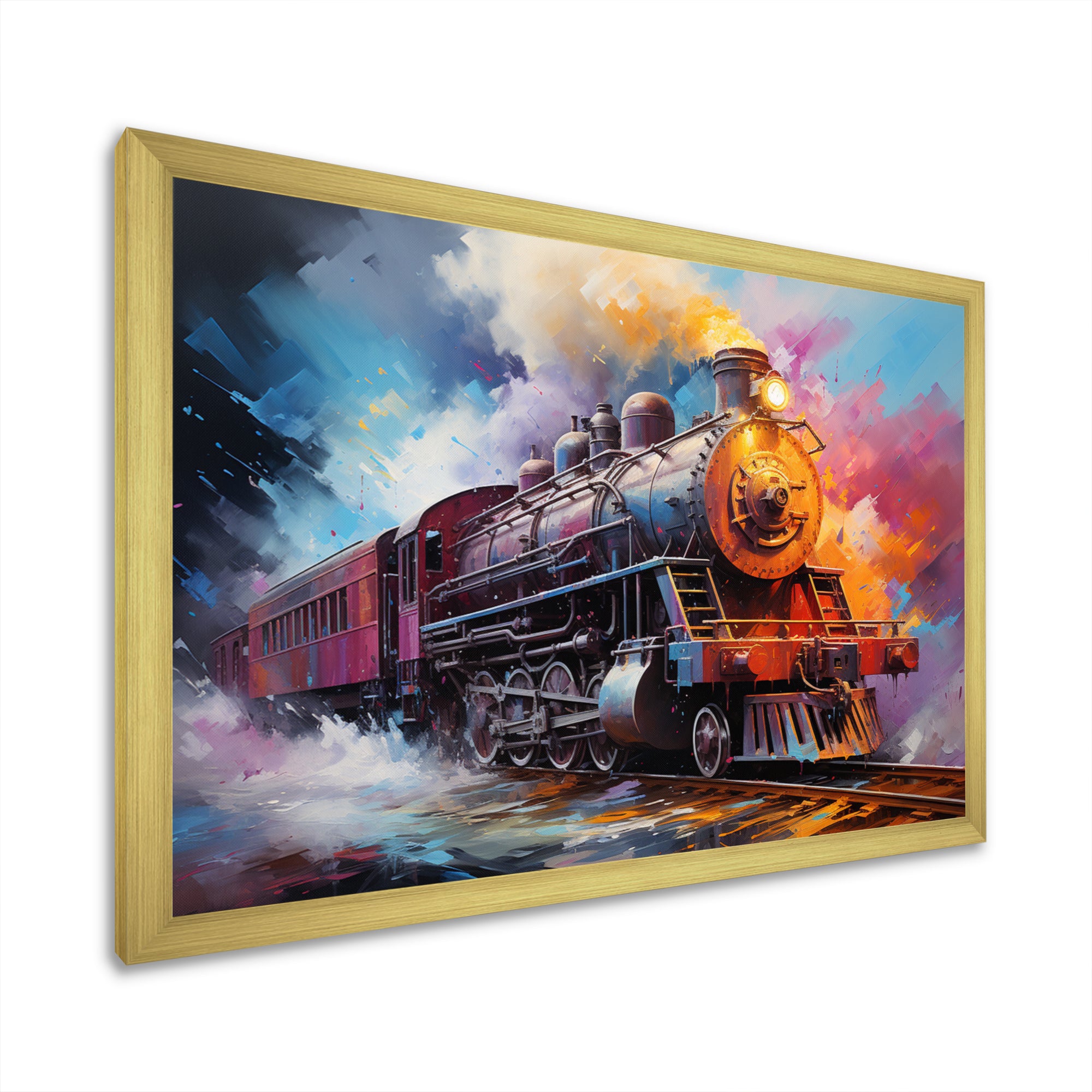 Abstract Train Chromatic Journey I - Train Canvas Wall Art