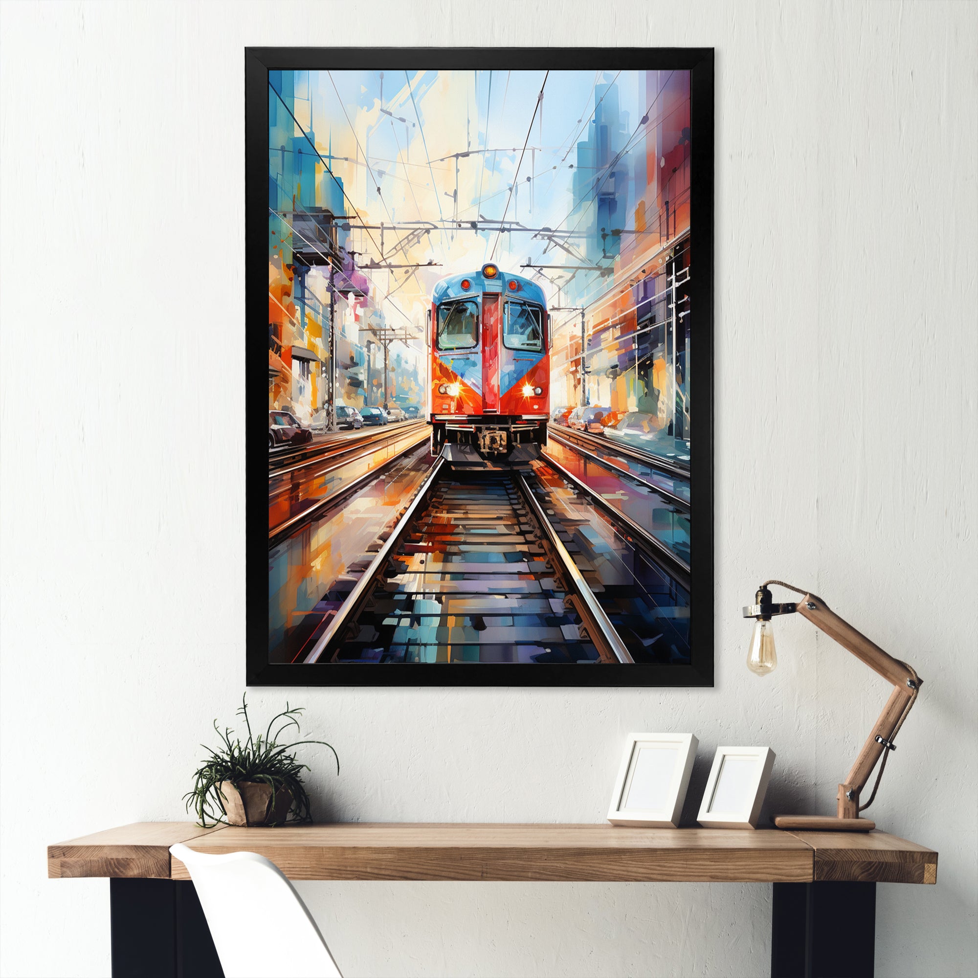 Train Colorful Tracks I - Train Canvas Wall Art