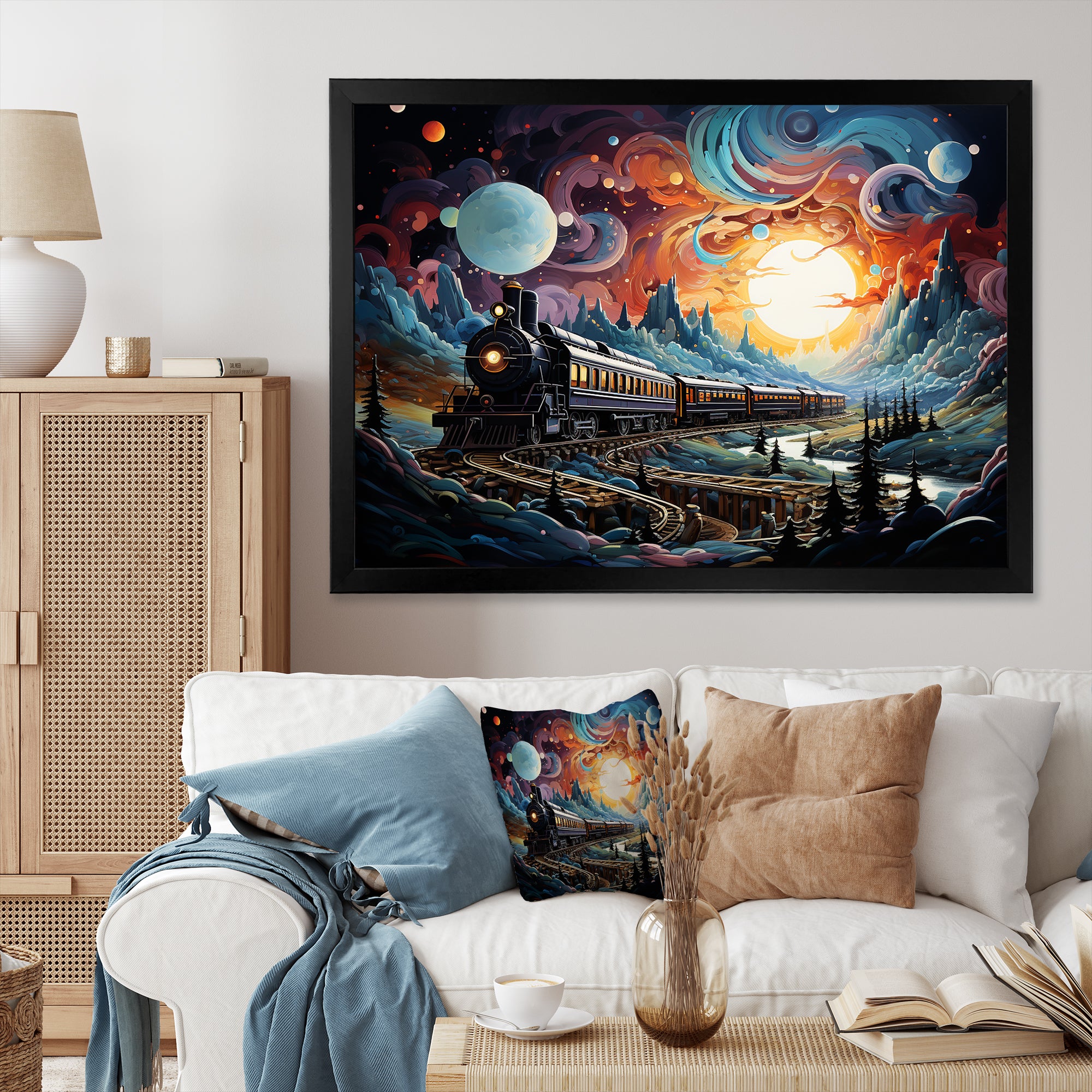 Cosmic Rails An Abstract Train I - Train Canvas Wall Art