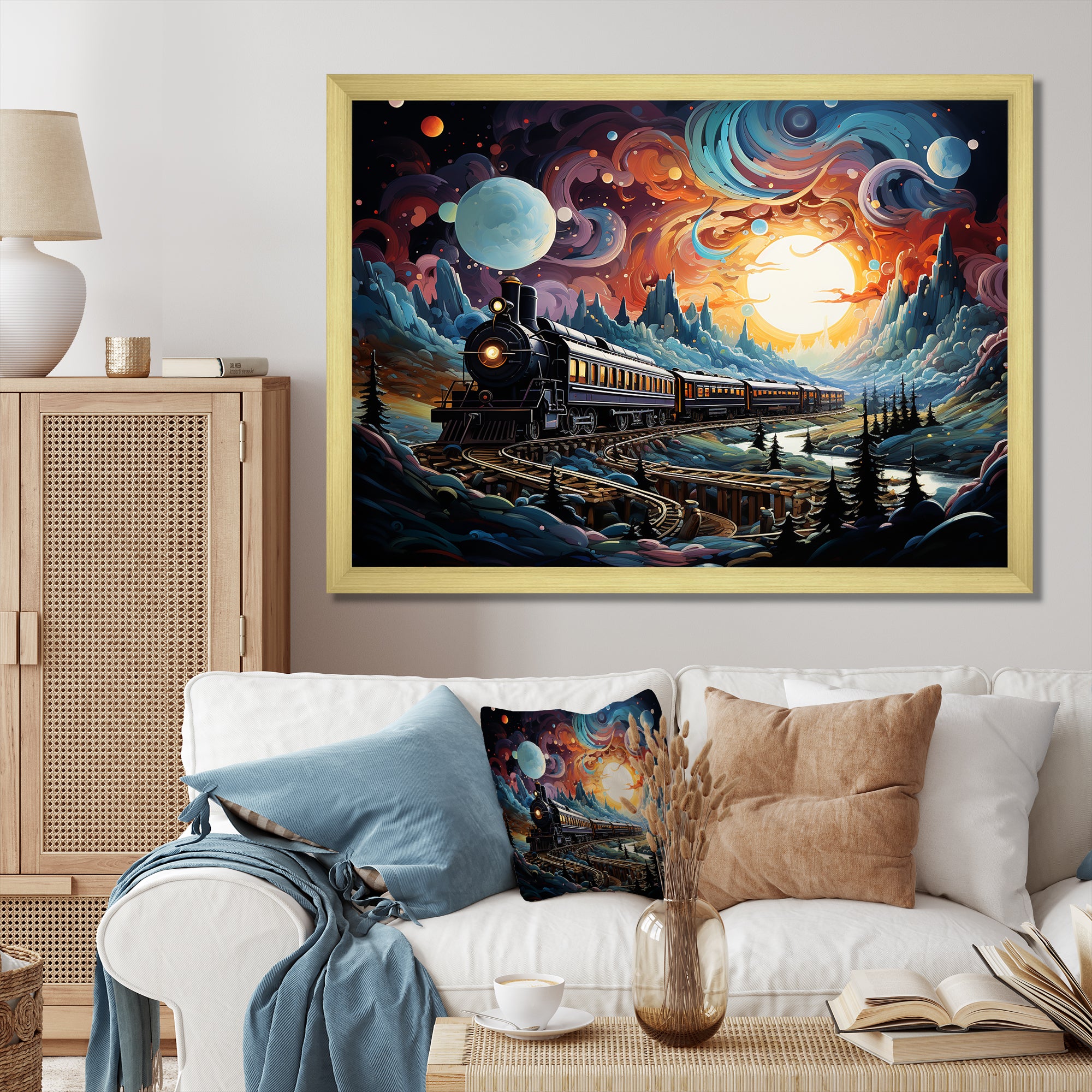Cosmic Rails An Abstract Train I - Train Canvas Wall Art