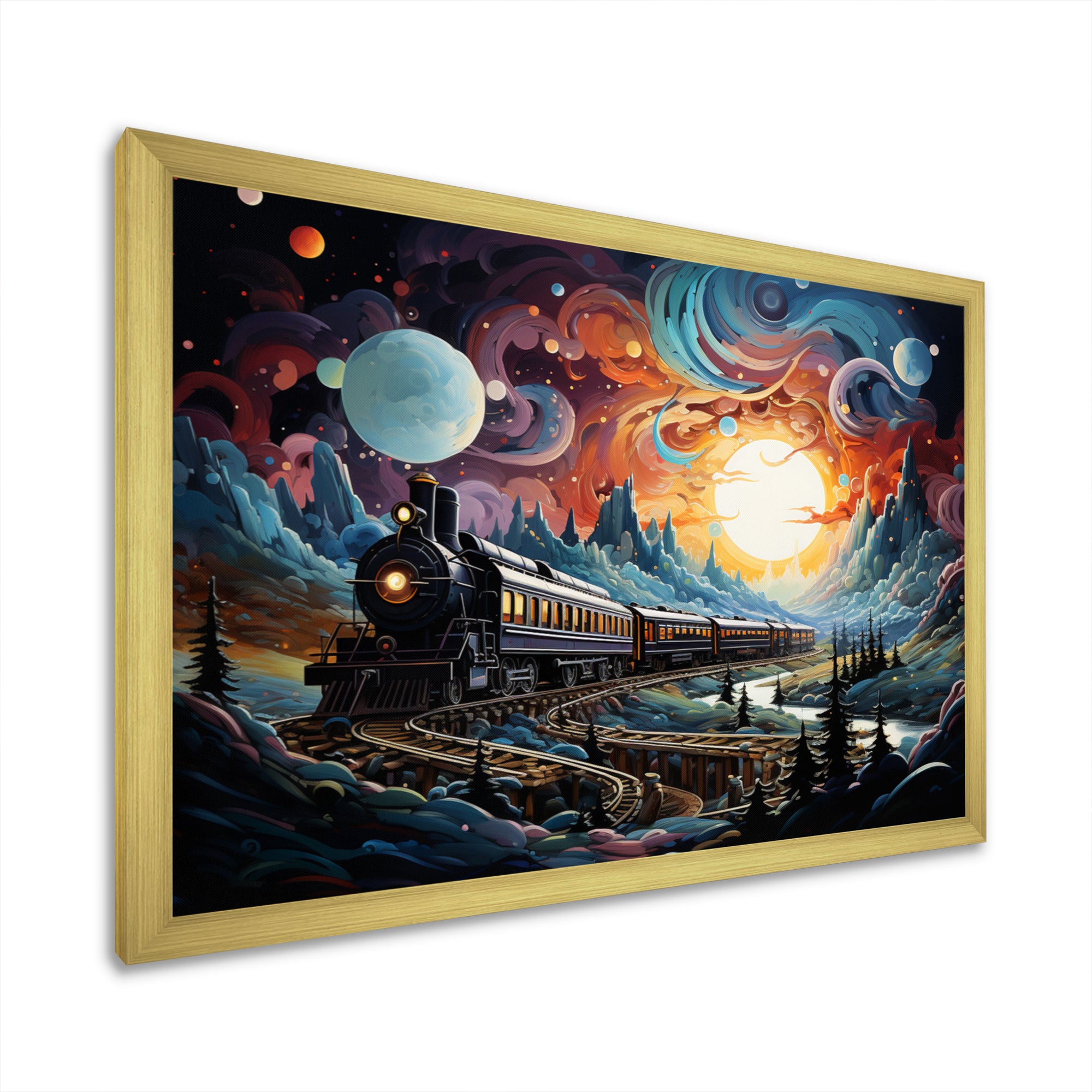 Cosmic Rails An Abstract Train I - Train Canvas Wall Art