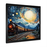 Yellow Blue Train Cosmic Rails - Train Canvas Wall Art