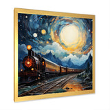 Yellow Blue Train Cosmic Rails - Train Canvas Wall Art