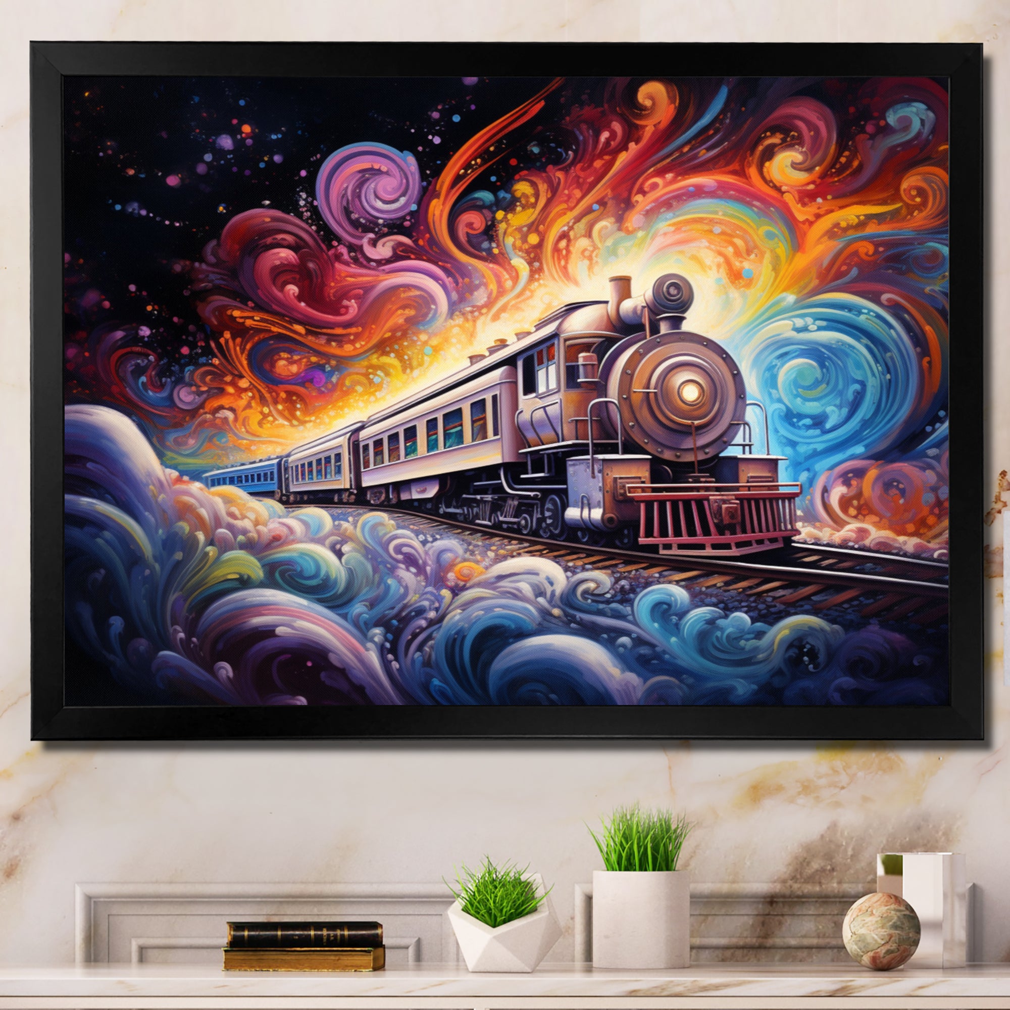 Cosmic Voyages An Abstract Train I - Train Canvas Wall Art
