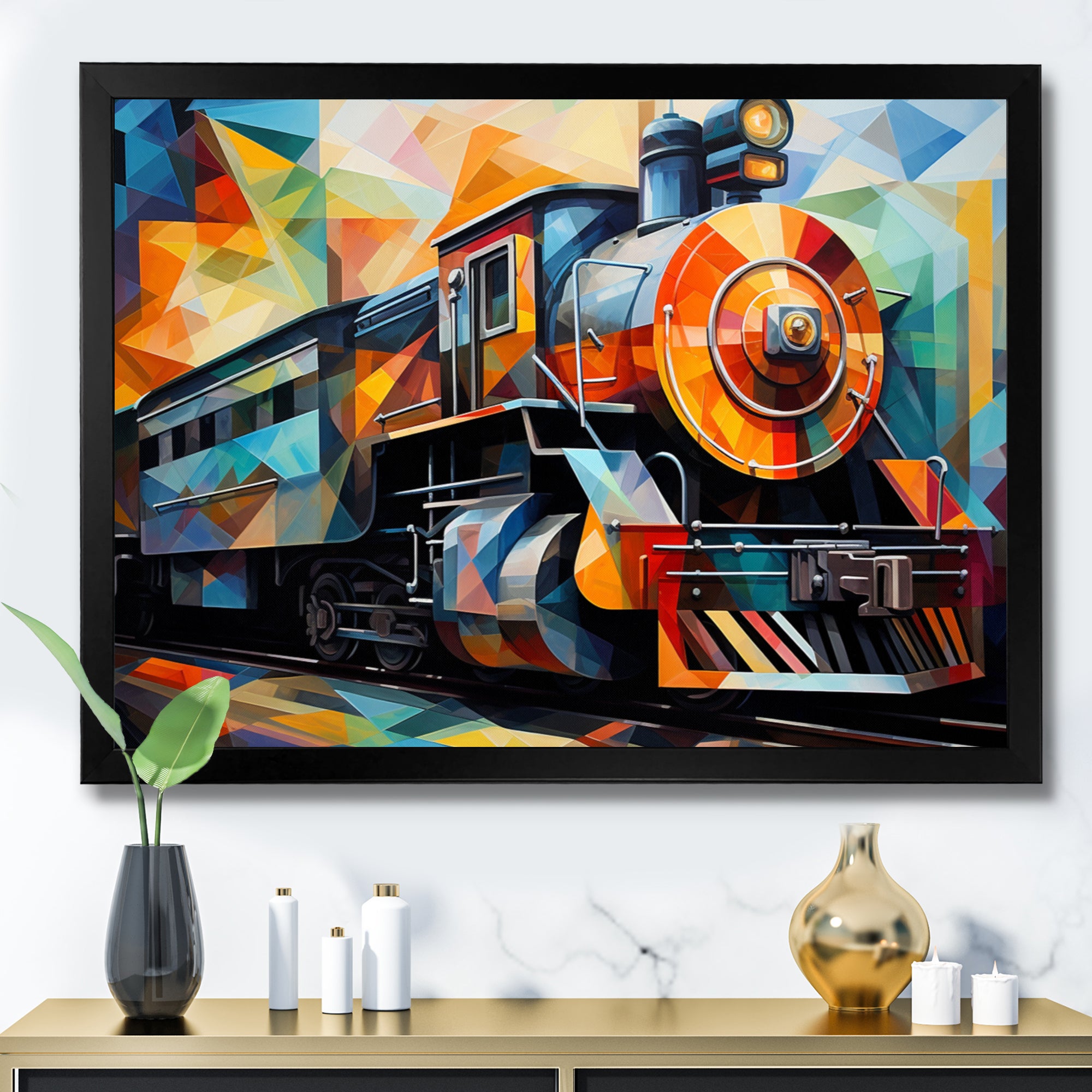 Abstract Train Cubist Expressions I - Train Canvas Wall Art
