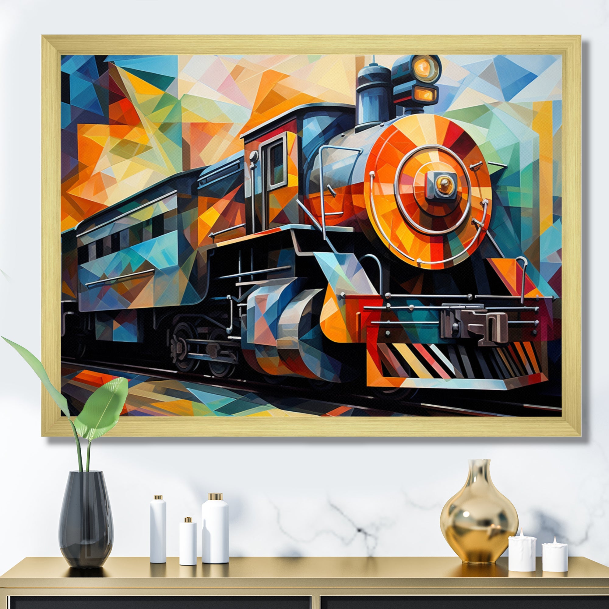 Abstract Train Cubist Expressions I - Train Canvas Wall Art
