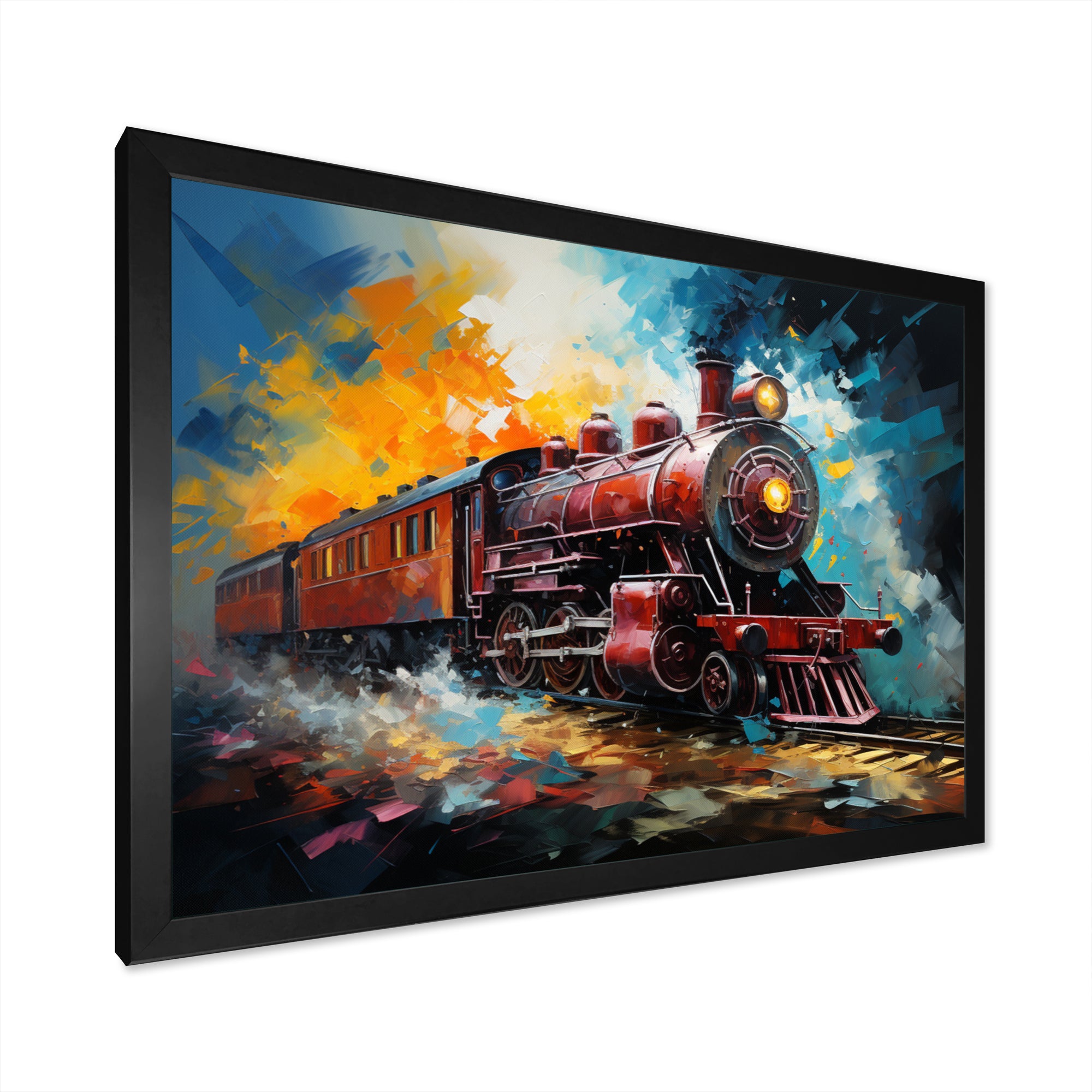 Train Dynamic Momentum Pointillism I - Train Canvas Wall Art