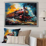 Train Dynamic Momentum Pointillism I - Train Canvas Wall Art