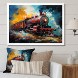 Train Dynamic Momentum Pointillism I - Train Canvas Wall Art