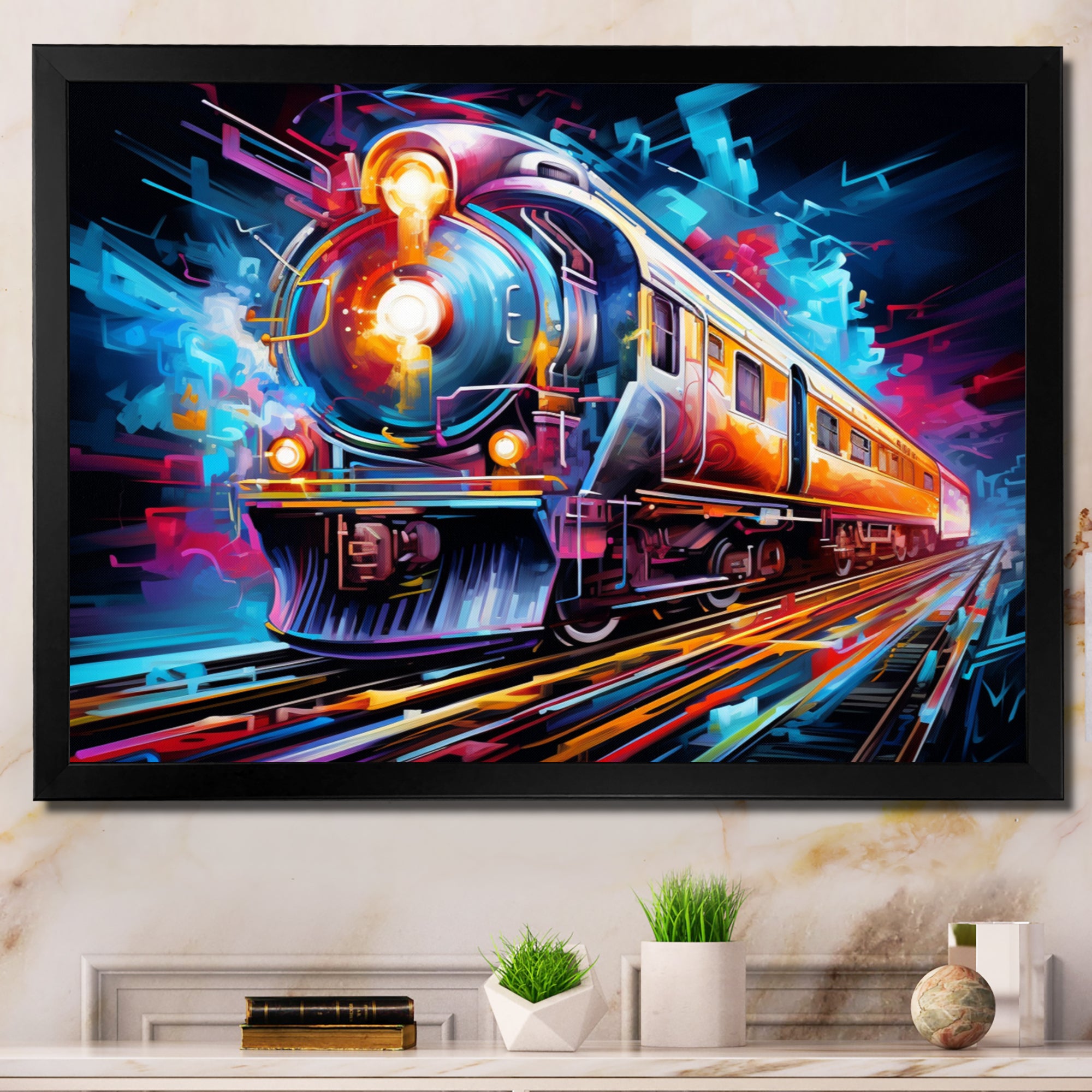 Abstract Train Electric Rhythms - Train Canvas Wall Art
