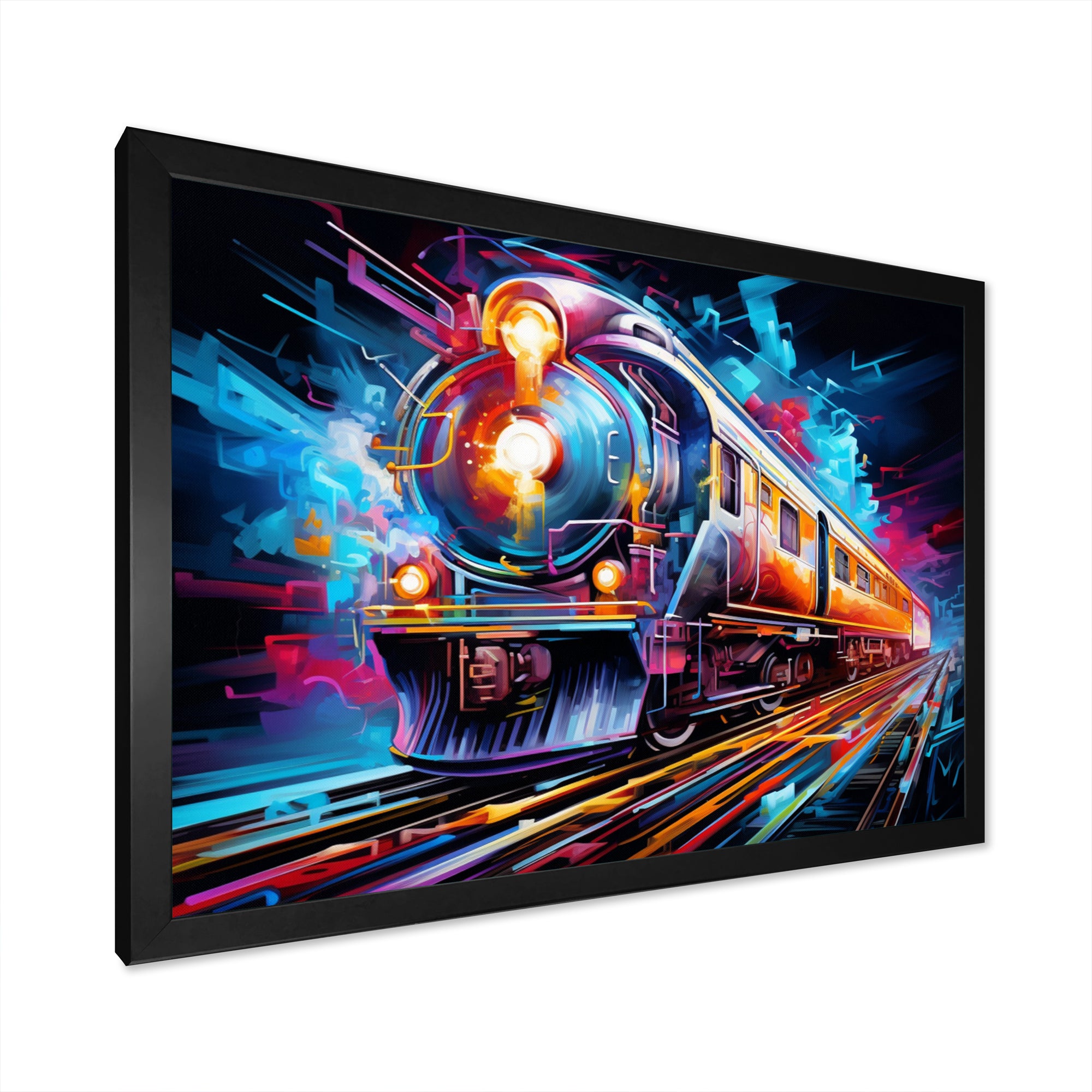 Abstract Train Electric Rhythms - Train Canvas Wall Art