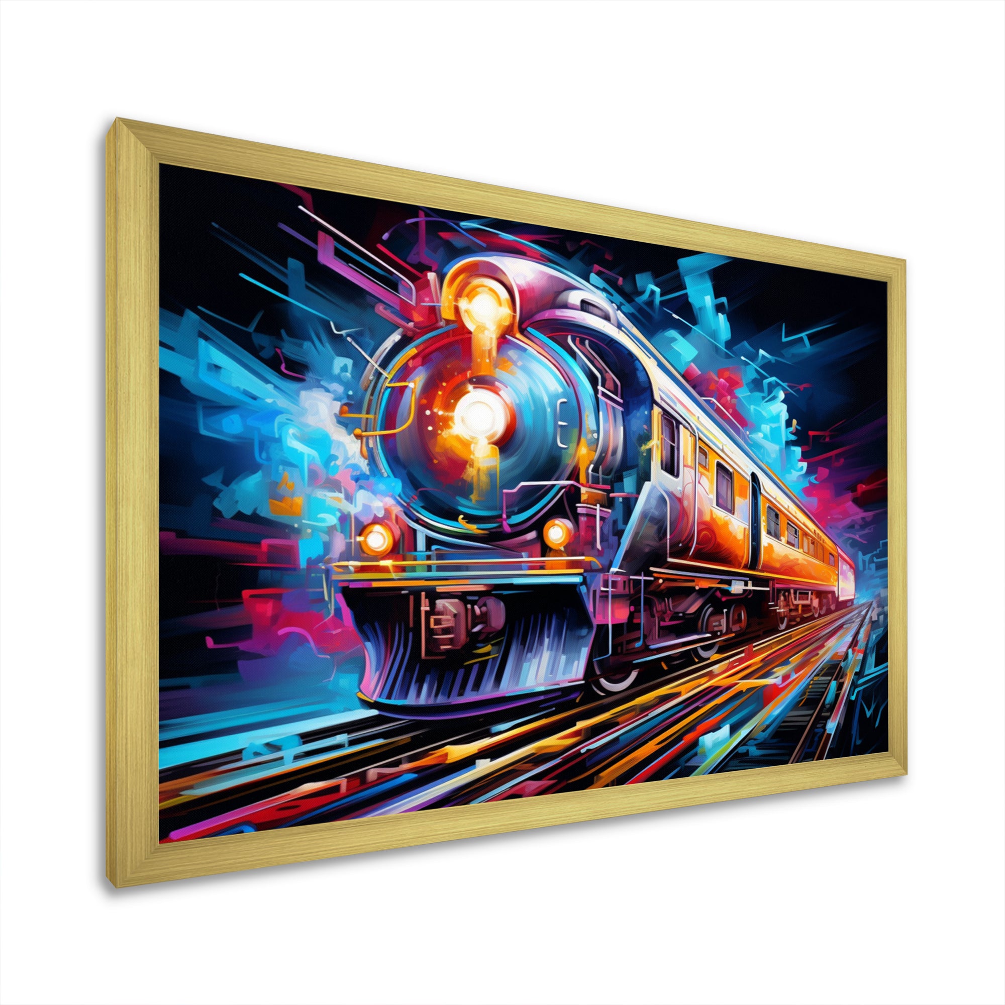 Abstract Train Electric Rhythms - Train Canvas Wall Art