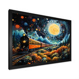 Yellow Train Enchanted Journey Pointillism - Train Canvas Wall Art