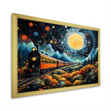 Yellow Train Enchanted Journey Pointillism - Train Canvas Wall Art