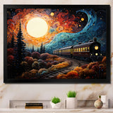 Train Enchanted Journey Pointillism - Train Canvas Wall Art