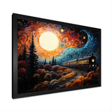 Train Enchanted Journey Pointillism - Train Canvas Wall Art