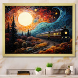 Train Enchanted Journey Pointillism - Train Canvas Wall Art