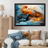 Abstract Orange Train Fluid Motion - Train Canvas Wall Art