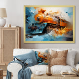 Abstract Orange Train Fluid Motion - Train Canvas Wall Art