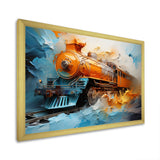 Abstract Orange Train Fluid Motion - Train Canvas Wall Art