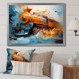 Abstract Orange Train Fluid Motion - Train Canvas Wall Art