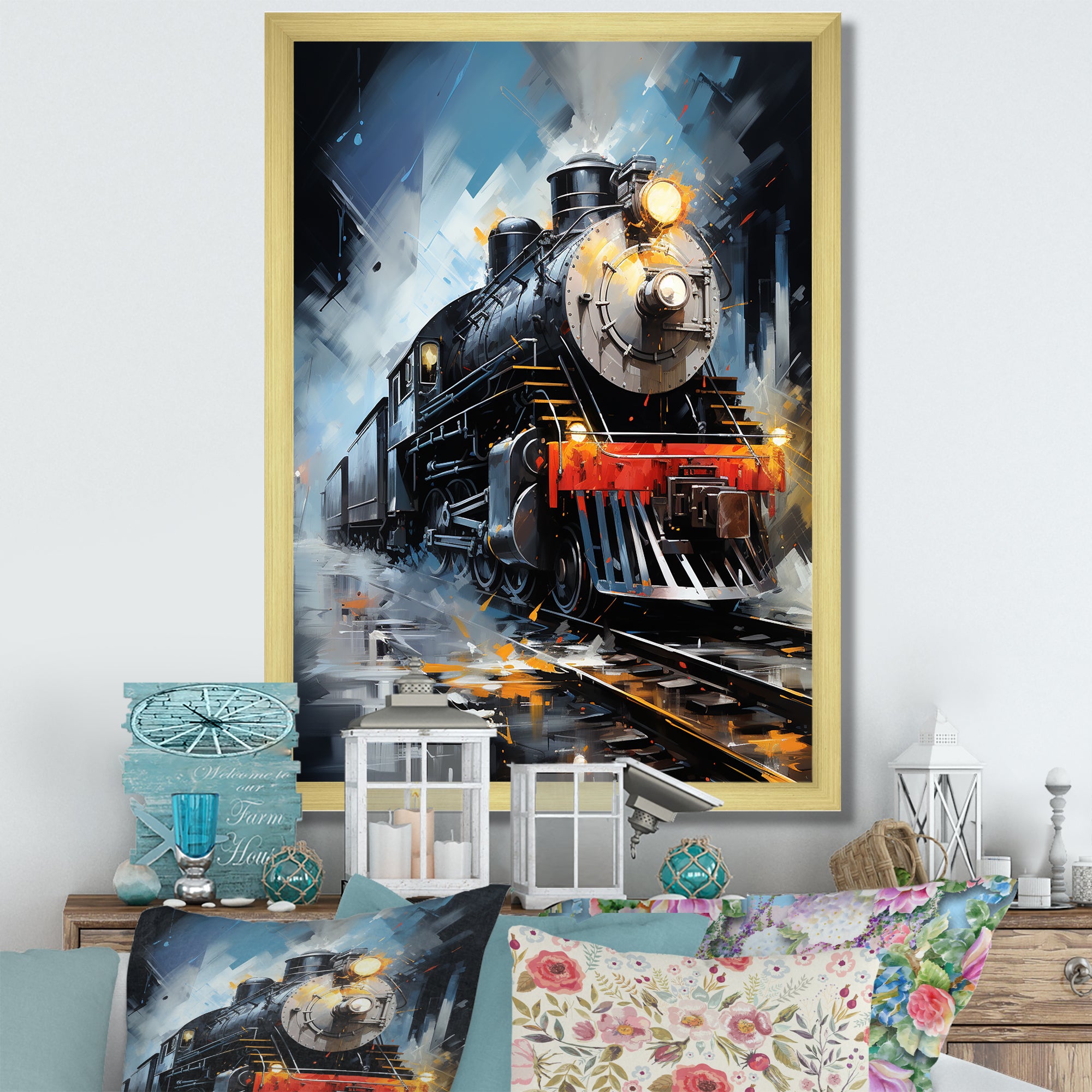 Abstract Train Fluid Motion - Train Canvas Wall Art