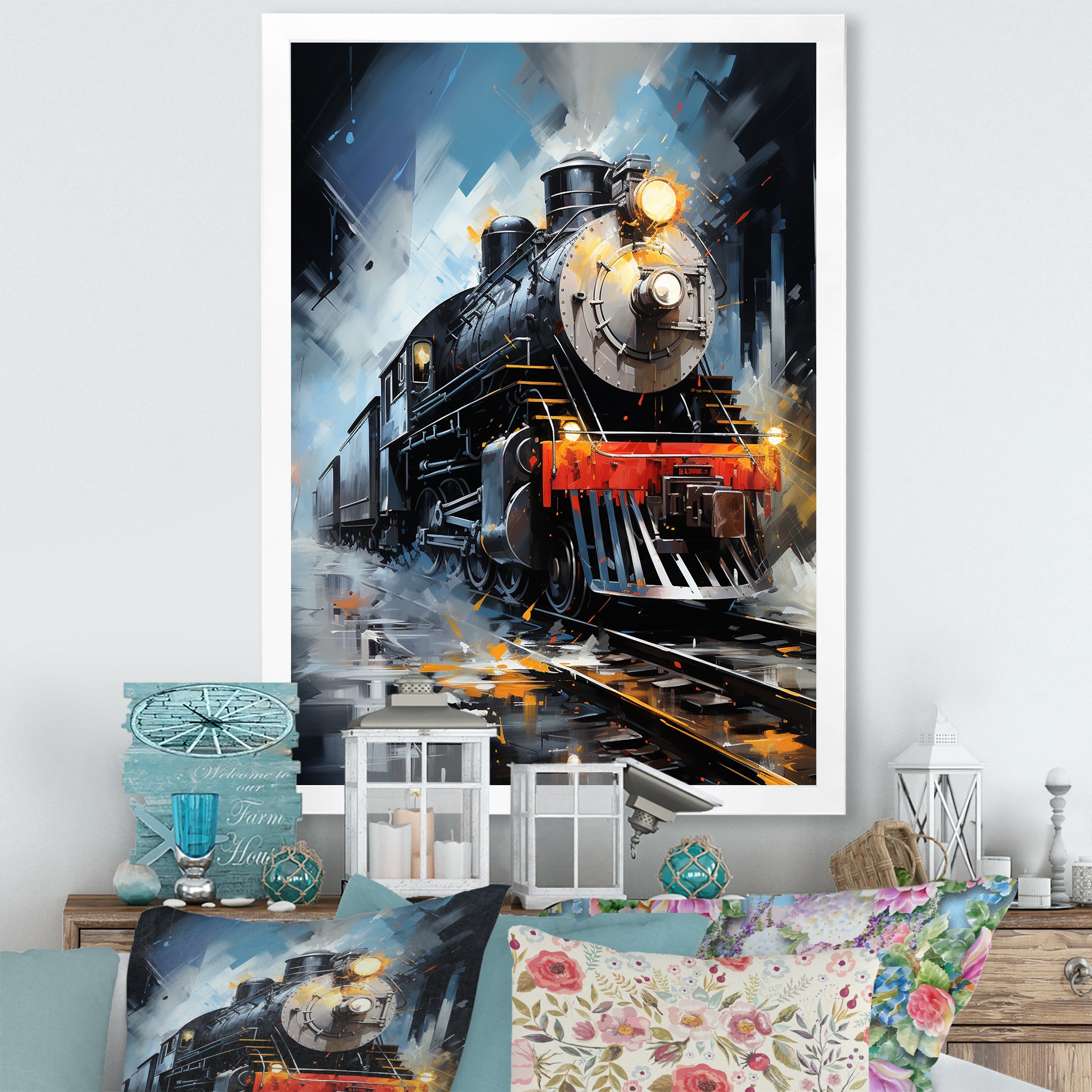 Abstract Train Fluid Motion - Train Canvas Wall Art