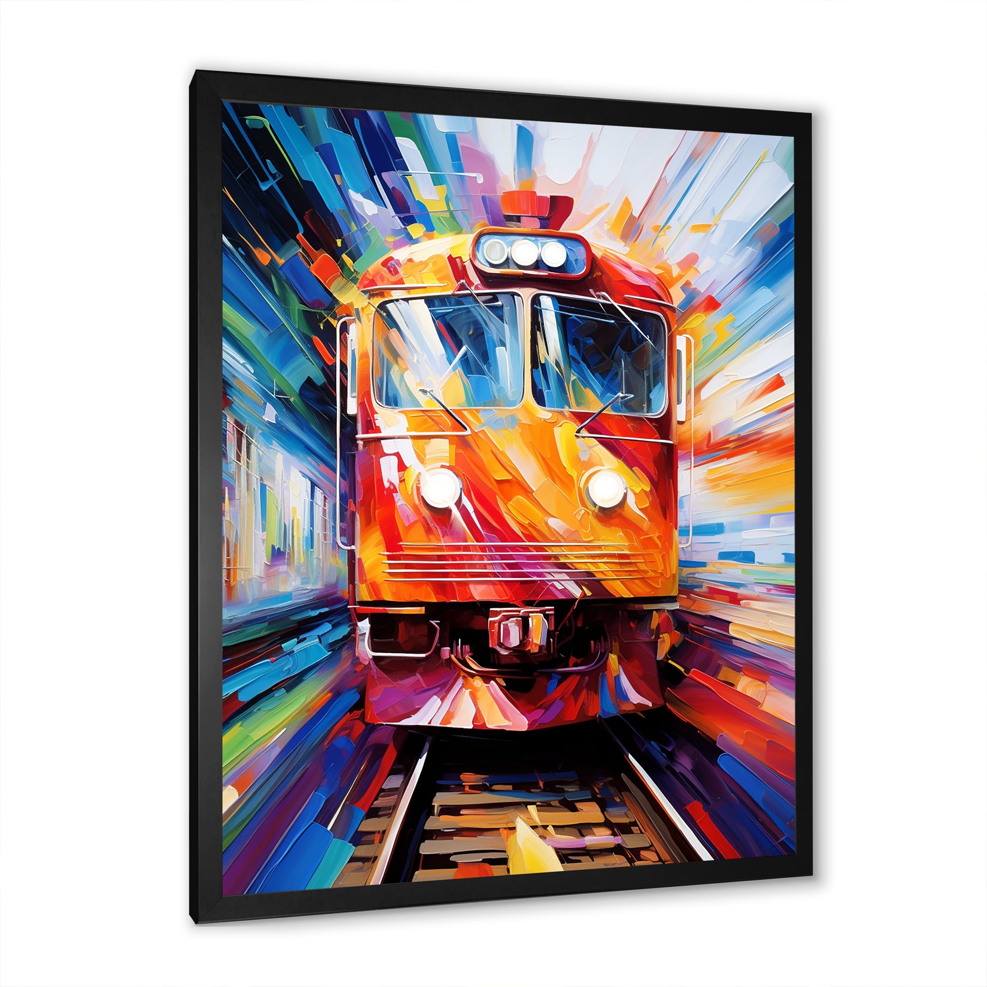 Abstract Train Fusion Of Colors - Train Canvas Wall Art