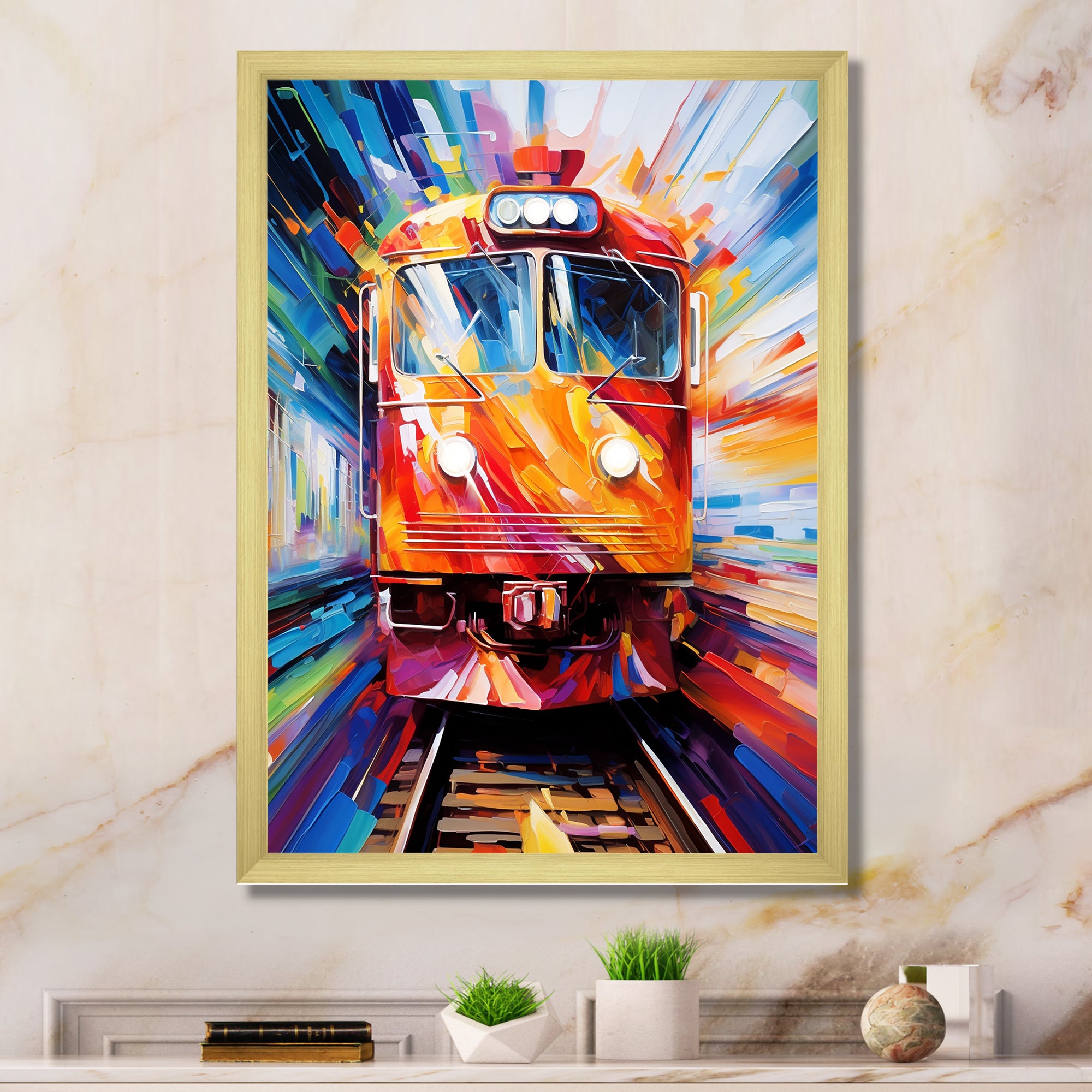 Abstract Train Fusion Of Colors - Train Canvas Wall Art