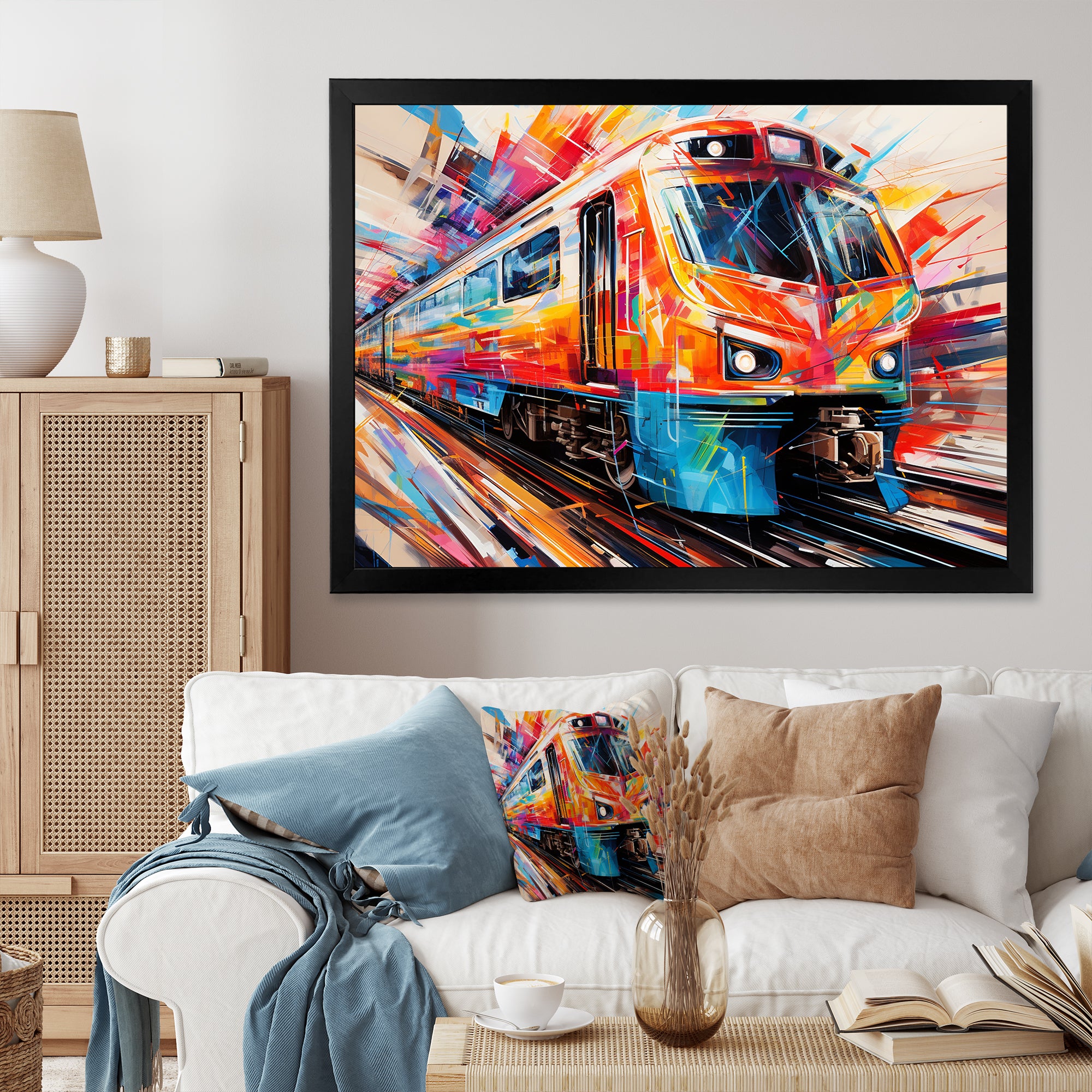 Train Fusion Of Lines - Train Canvas Wall Art