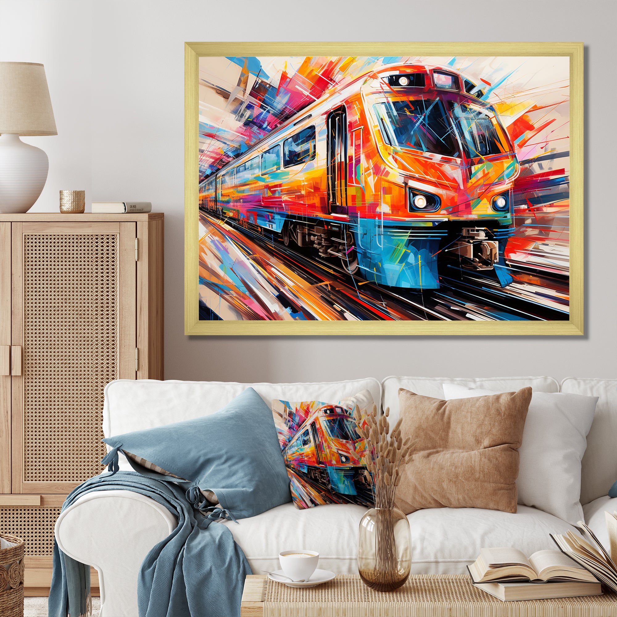 Train Fusion Of Lines - Train Canvas Wall Art