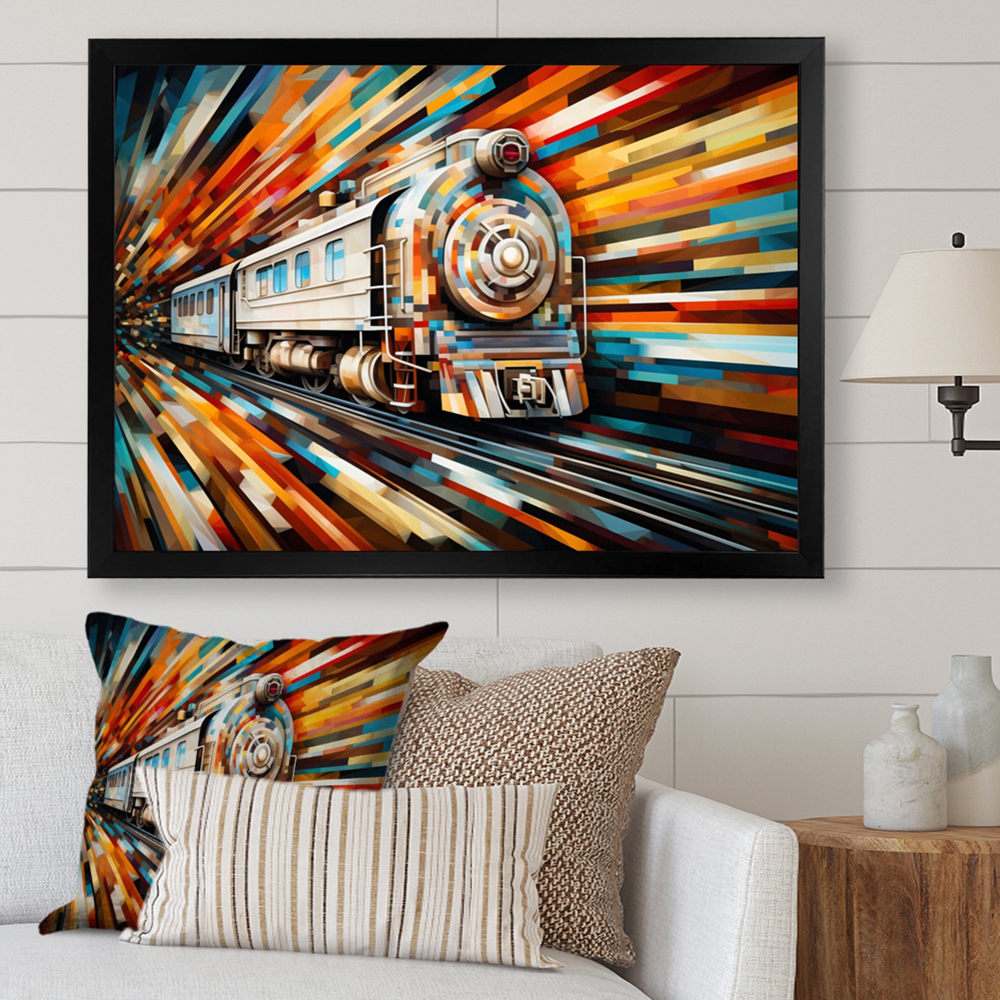 Abstract Train Geometric Express I - Train Canvas Wall Art