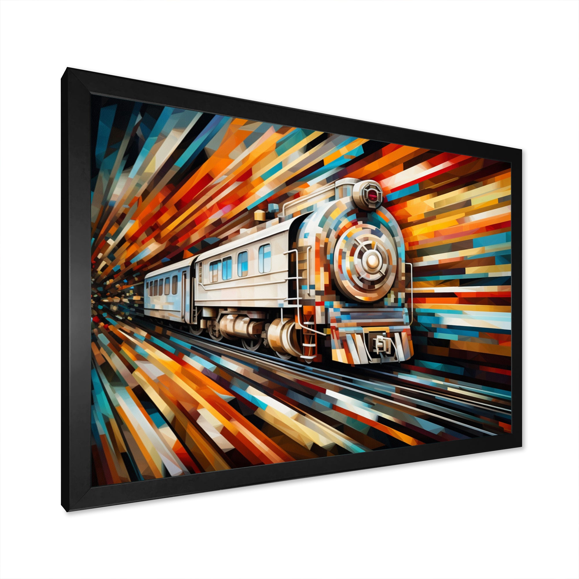 Abstract Train Geometric Express I - Train Canvas Wall Art
