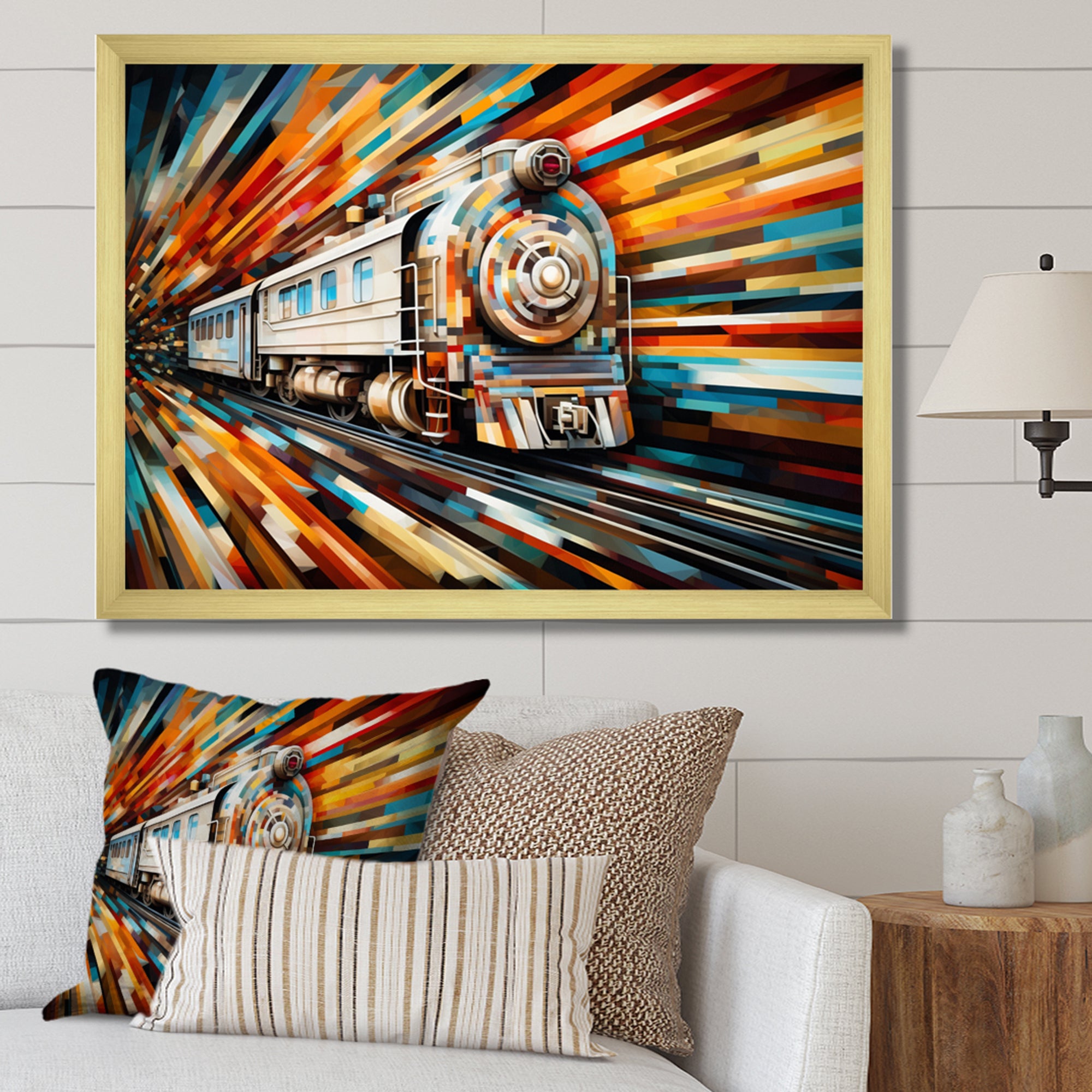 Abstract Train Geometric Express I - Train Canvas Wall Art