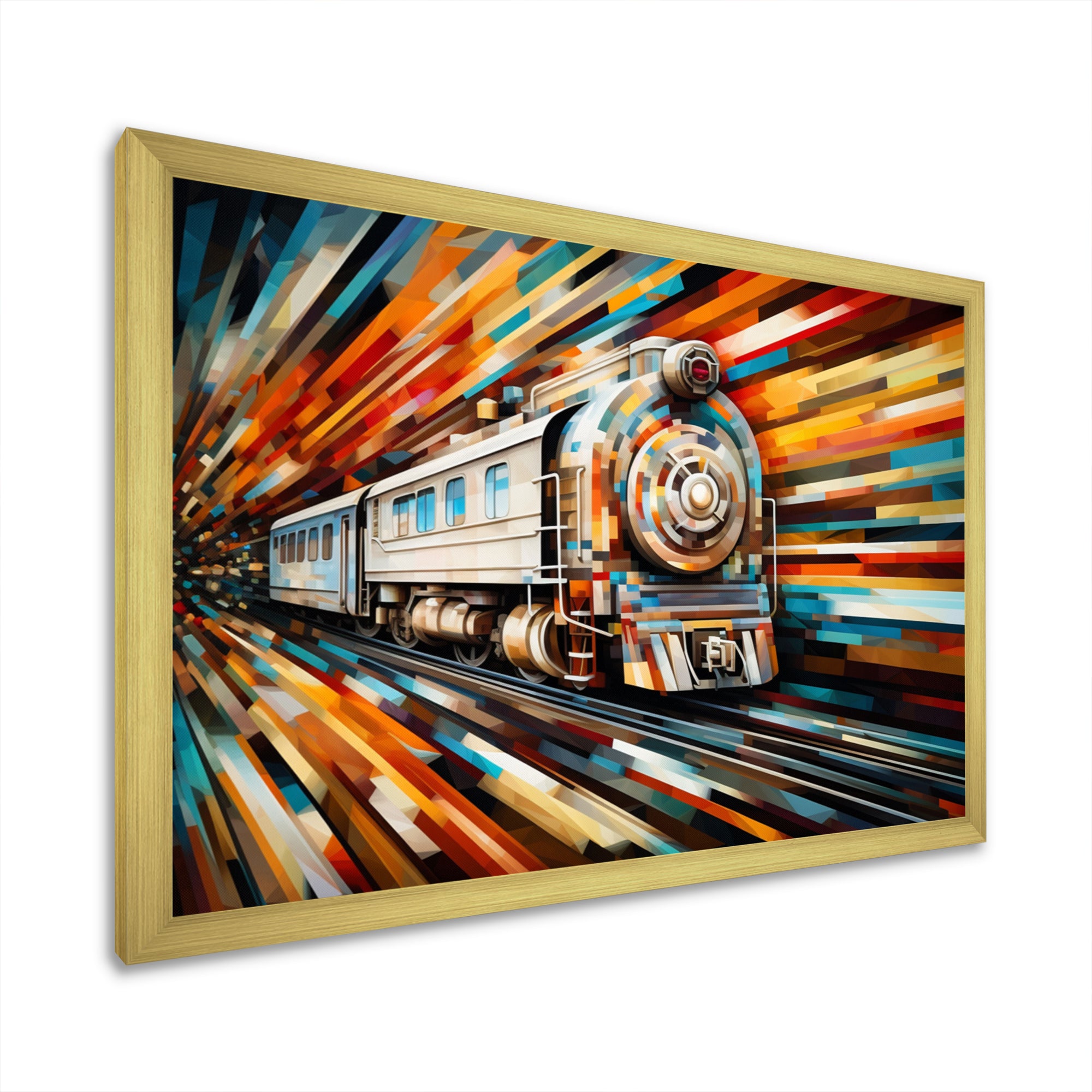 Abstract Train Geometric Express I - Train Canvas Wall Art