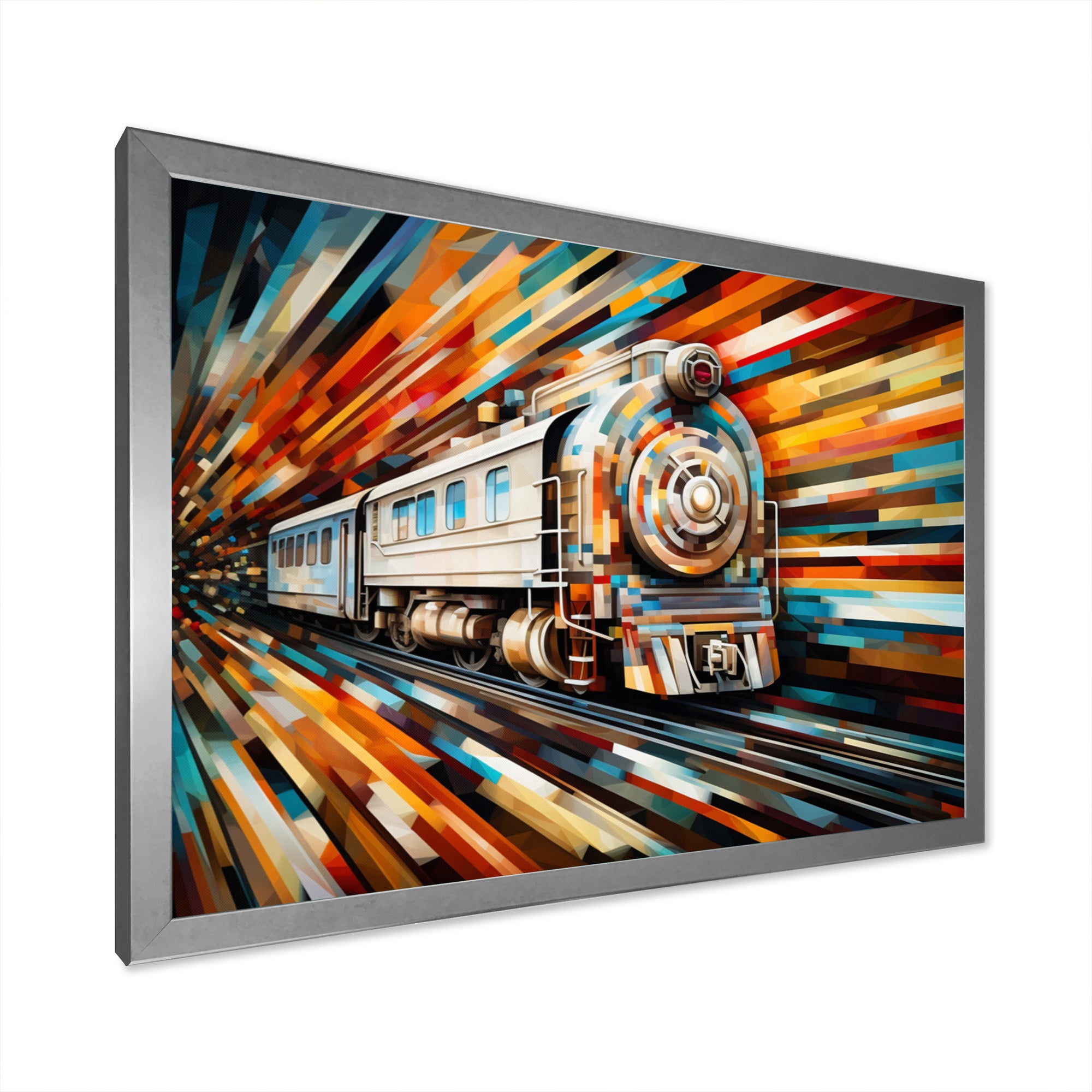 Abstract Train Geometric Express I - Train Canvas Wall Art