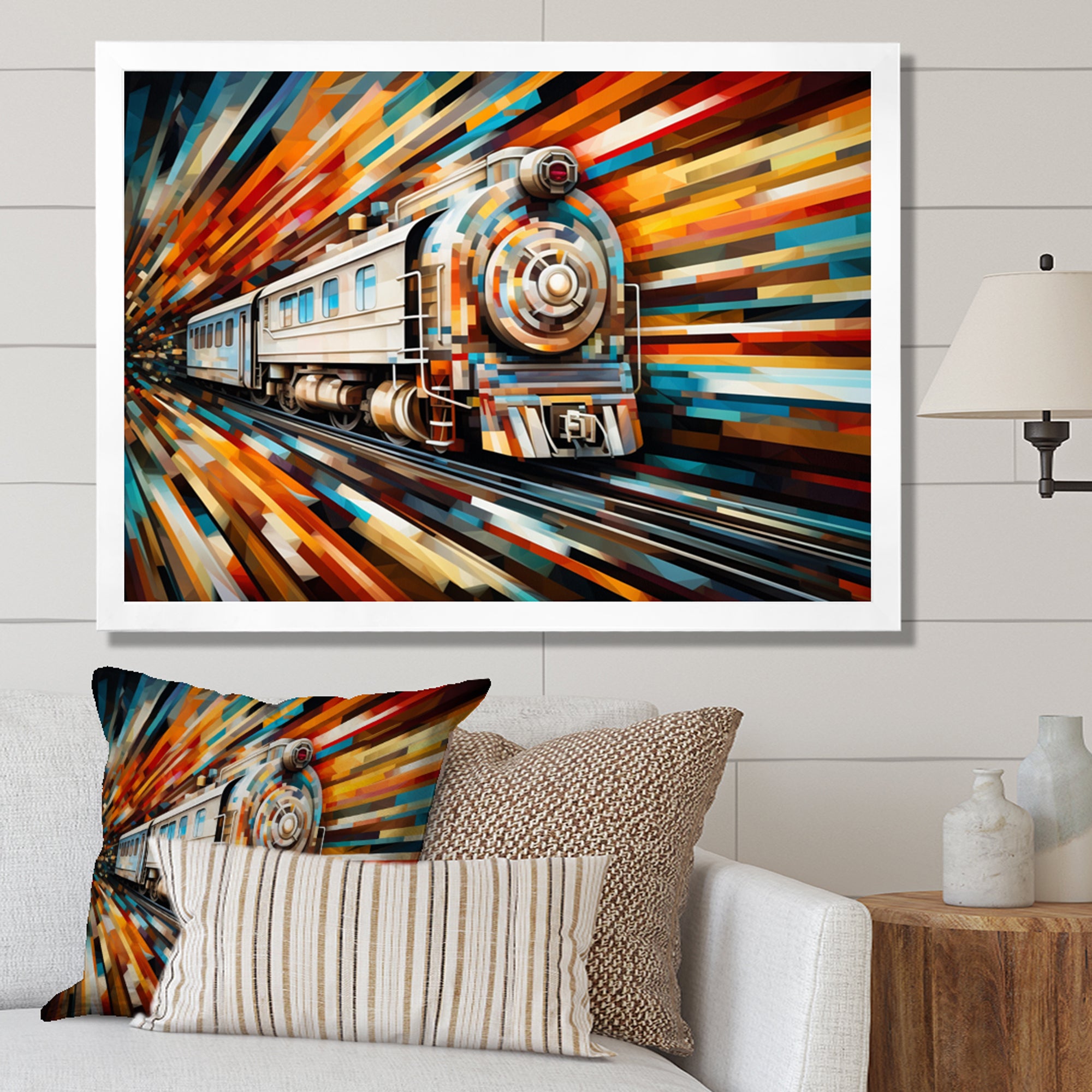Abstract Train Geometric Express I - Train Canvas Wall Art