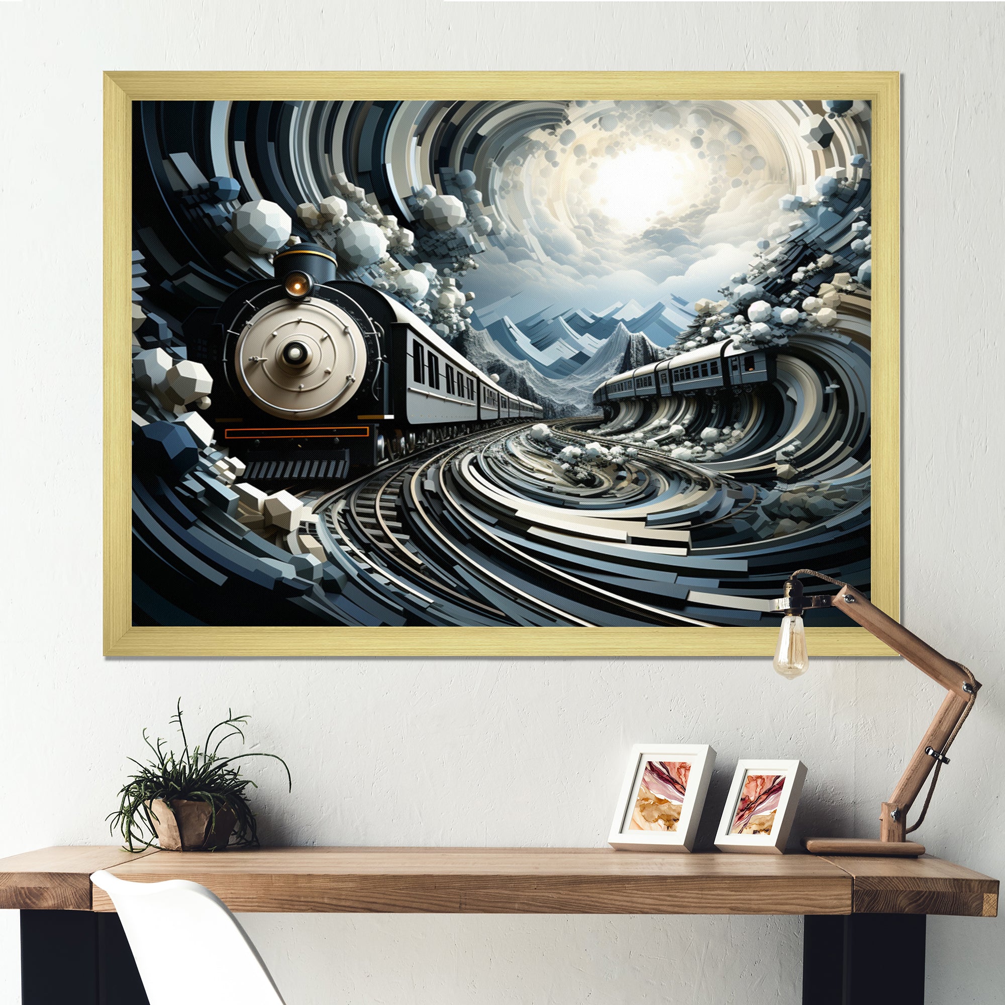 Train Geometric Momentum I - Train Canvas Wall Art
